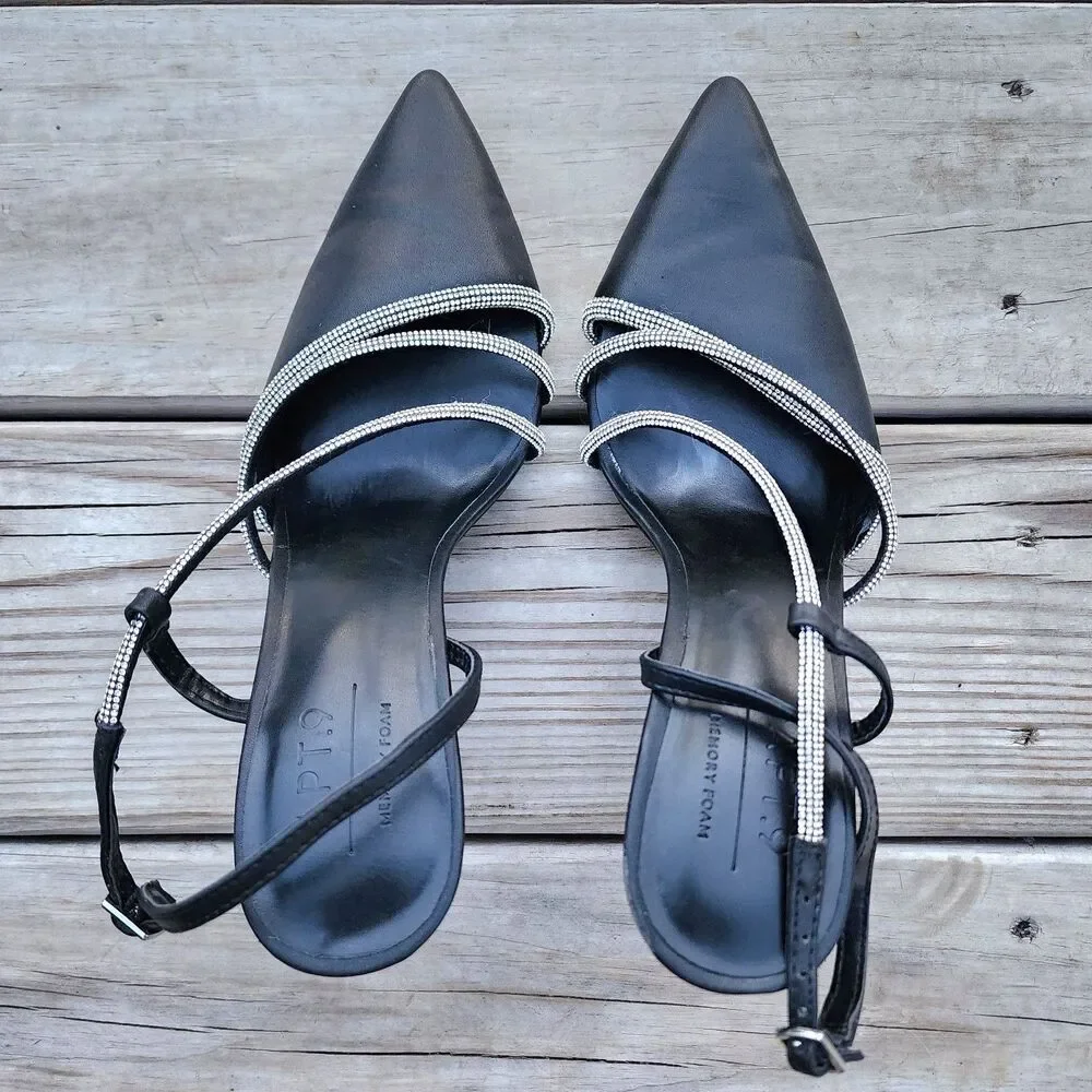 Apt 9 Tyraa Bling Pointed Women's Sz 8.5  Pumps Memory Foam Black Wedding Prom